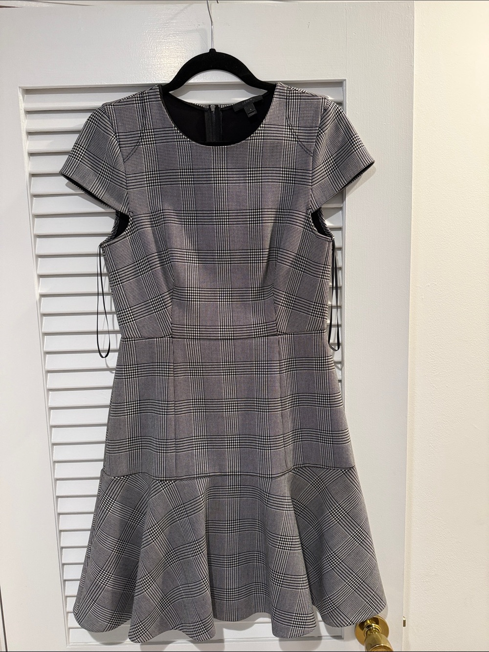 J Crew Plaid Fit-and-Flare Dress in Gray